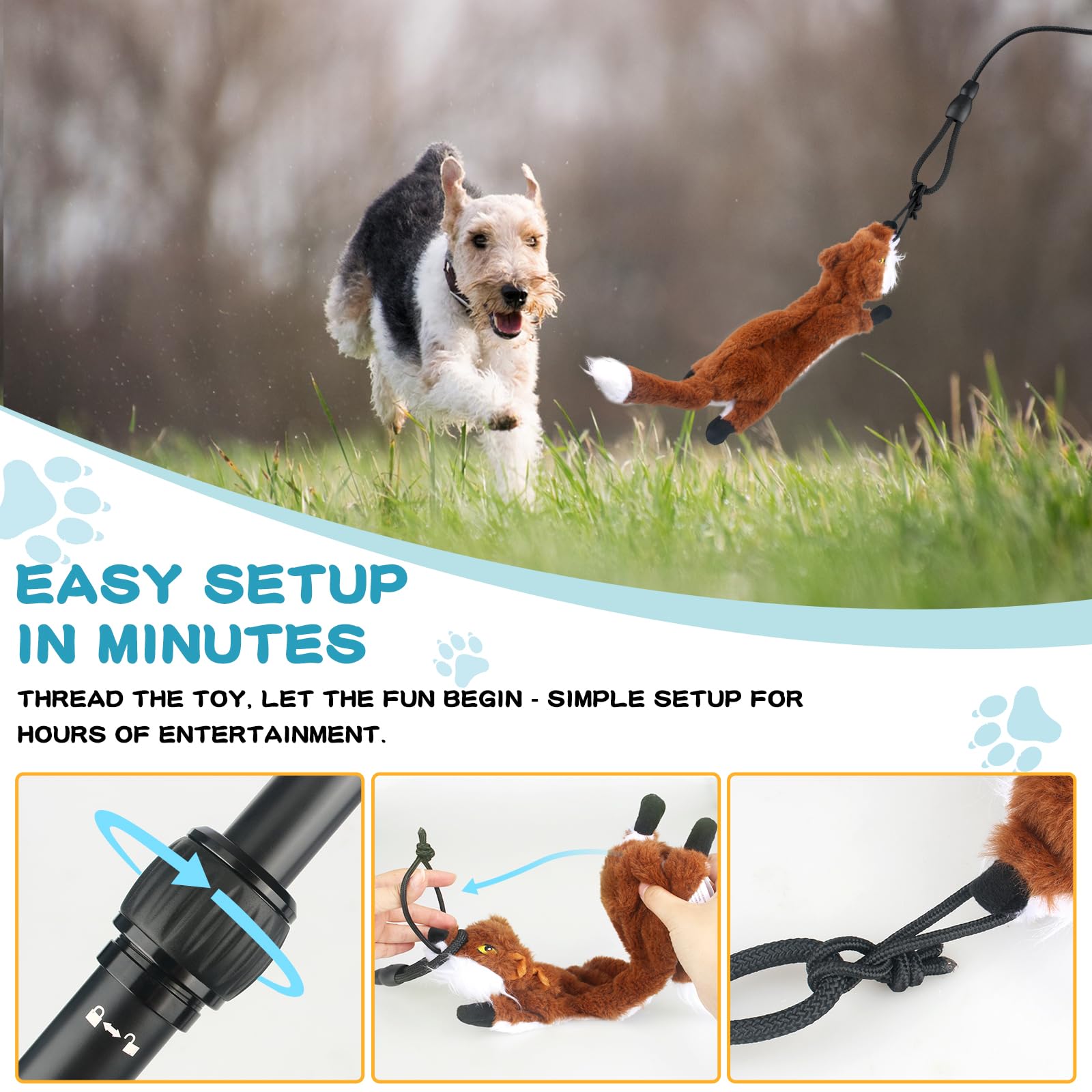 YILAKO Flirt Pole compact storage for easy transport and outdoor adventures.