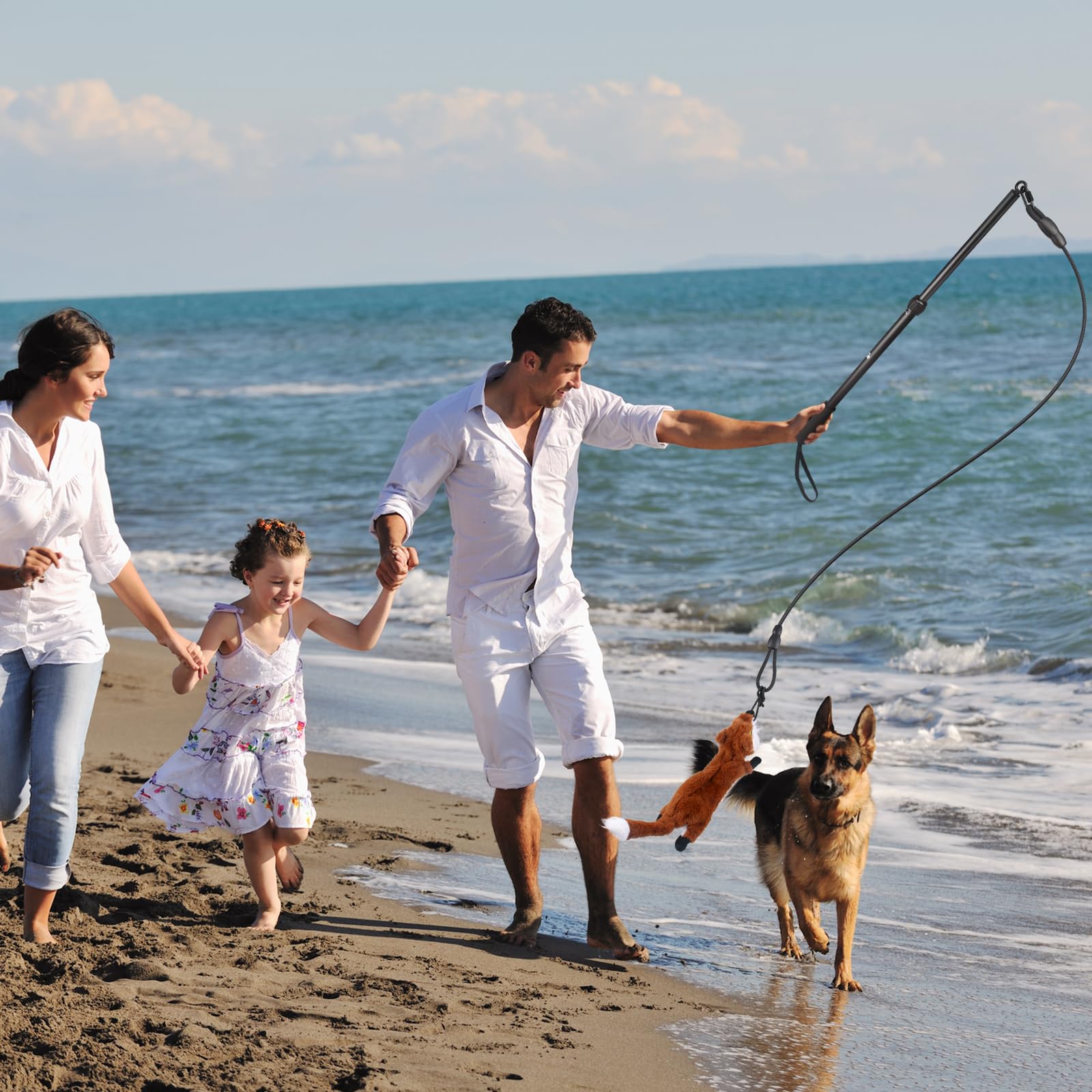 YILAKO Flirt Pole training use across large and small breeds for exercise.