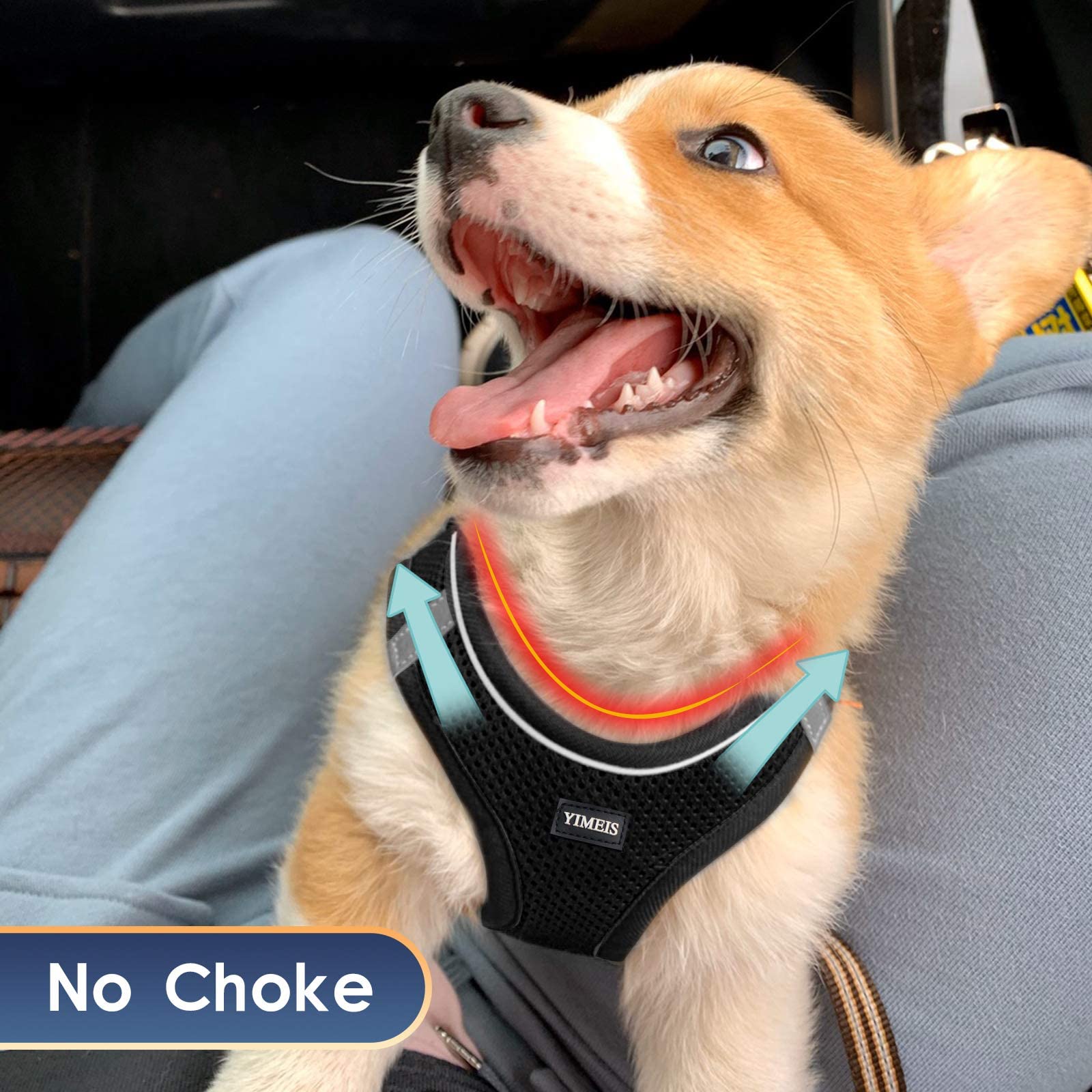YIMEIS dog harness reflective strip for improved visibility at night during strolls.