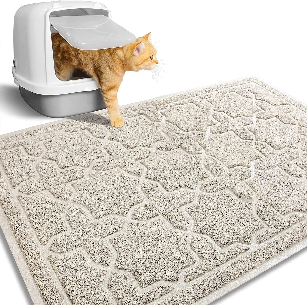 Yimobra cat litter mat with large area coverage reduces mess under the box