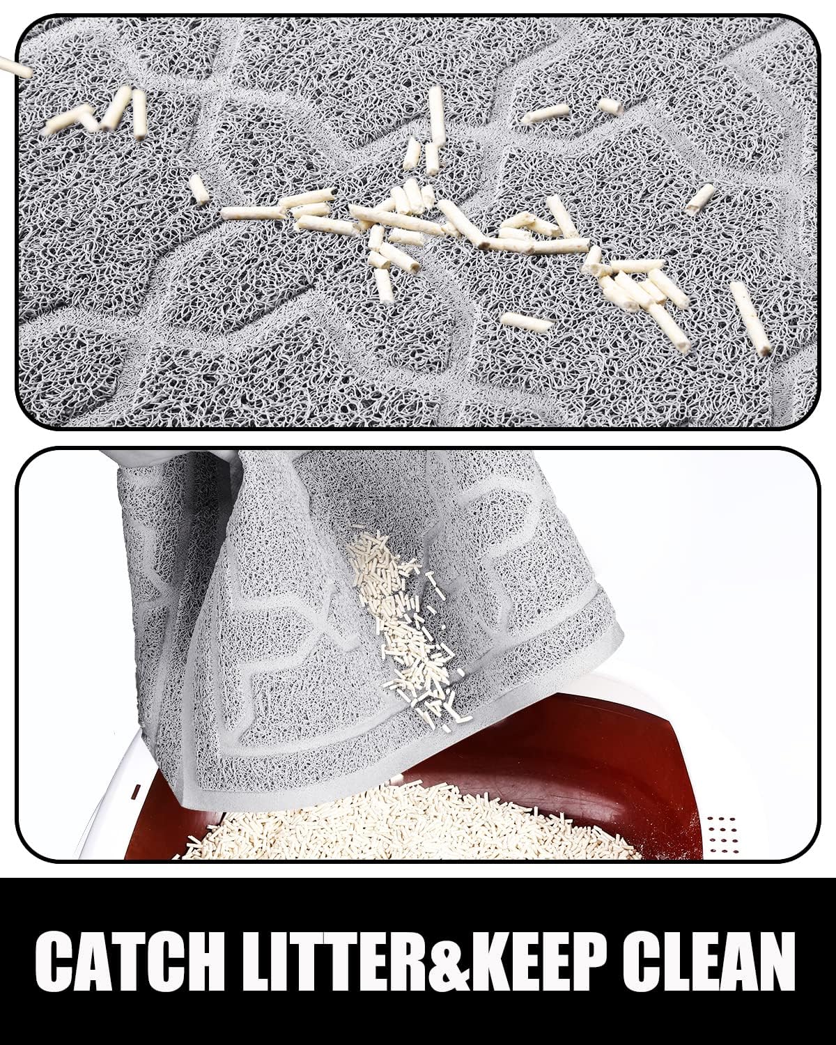 Yimobra cat litter mat non-slip backing keeps the litter area stable.
