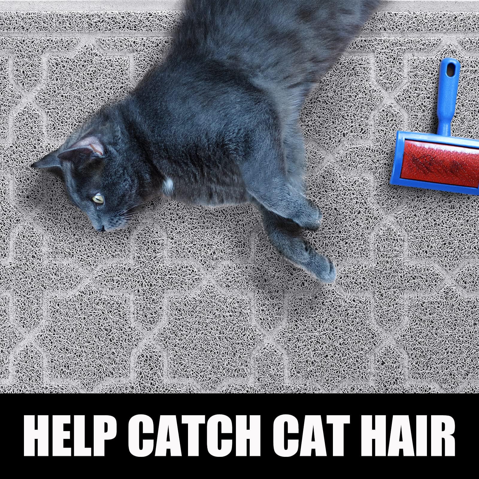 Yimobra cat litter mat soft elastic cushioning protects cat claws during playful pawing.