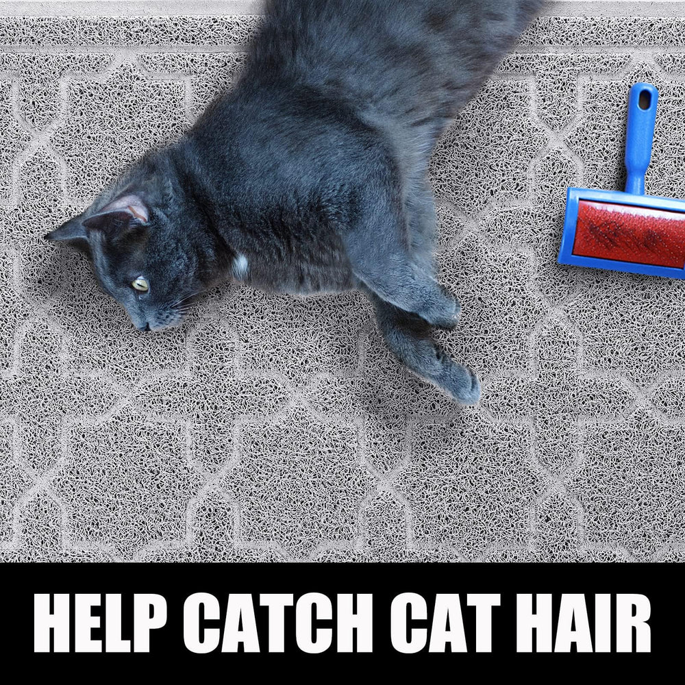 Yimobra cat litter mat soft elastic cushioning protects cat claws during playful pawing.