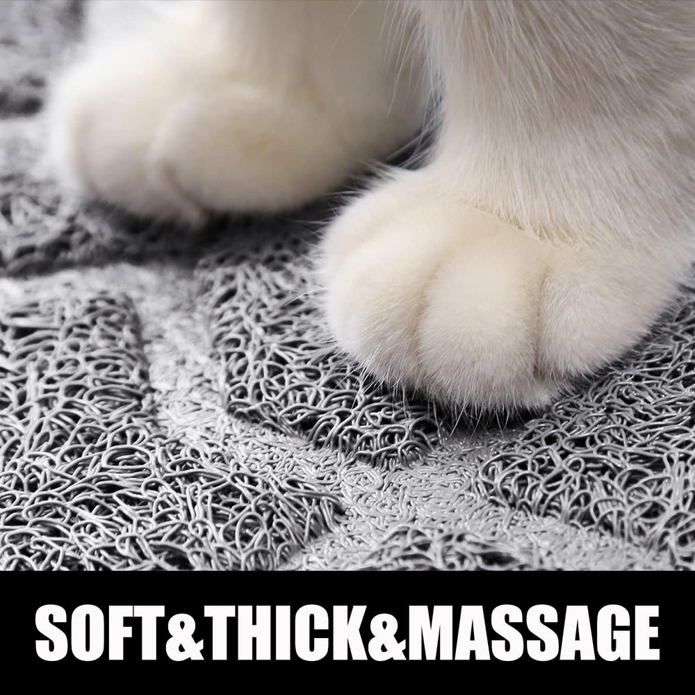 Yimobra cat litter mat under-box coverage minimizes mess around the litter box.