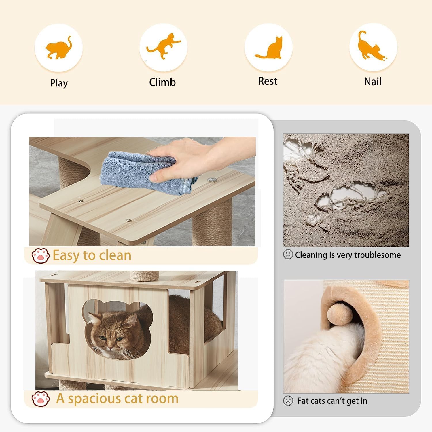 Yinanroa eco-friendly wood construction is easy to clean and maintain.