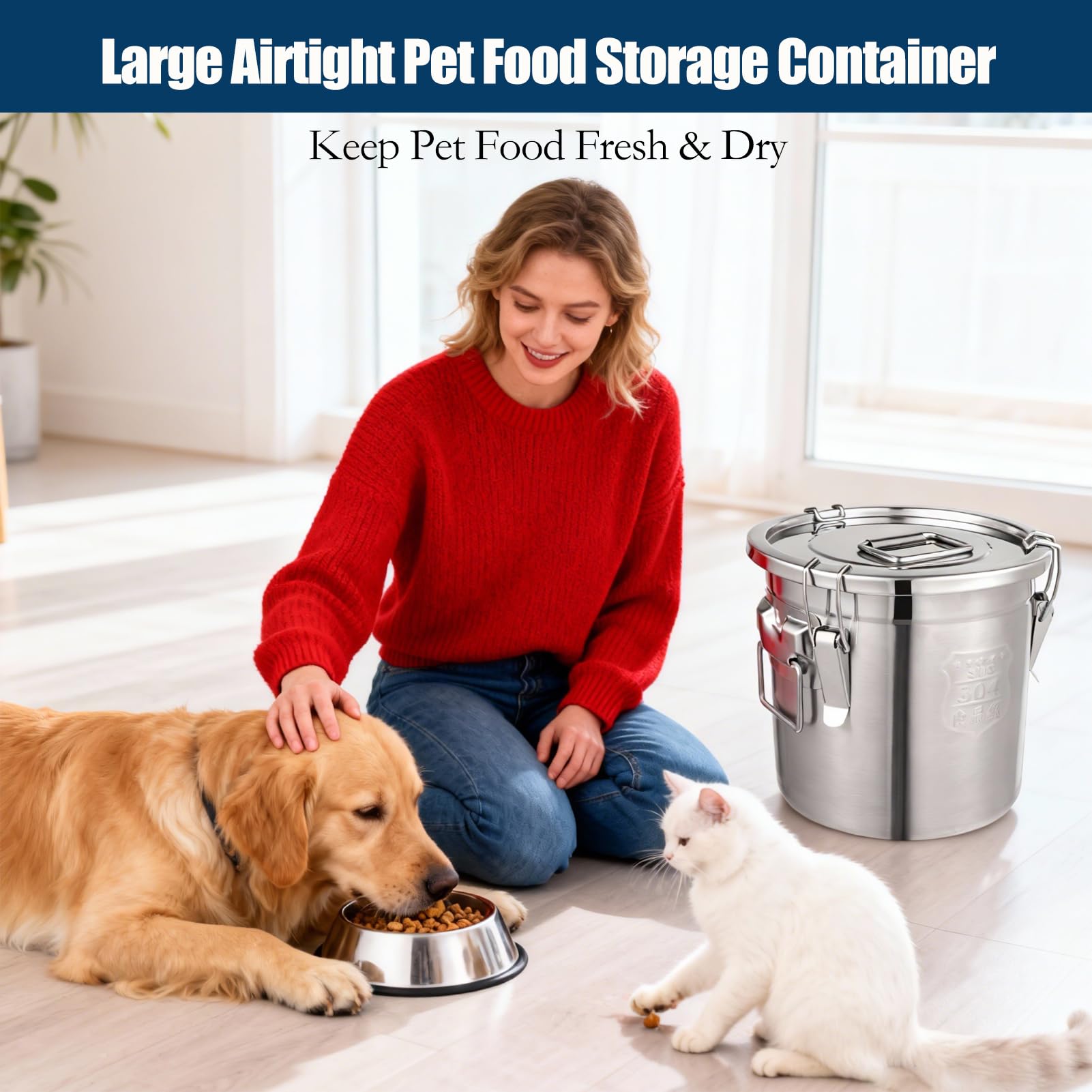 YinCukiEle airtight lid with three clasps maintains moisture-free storage.