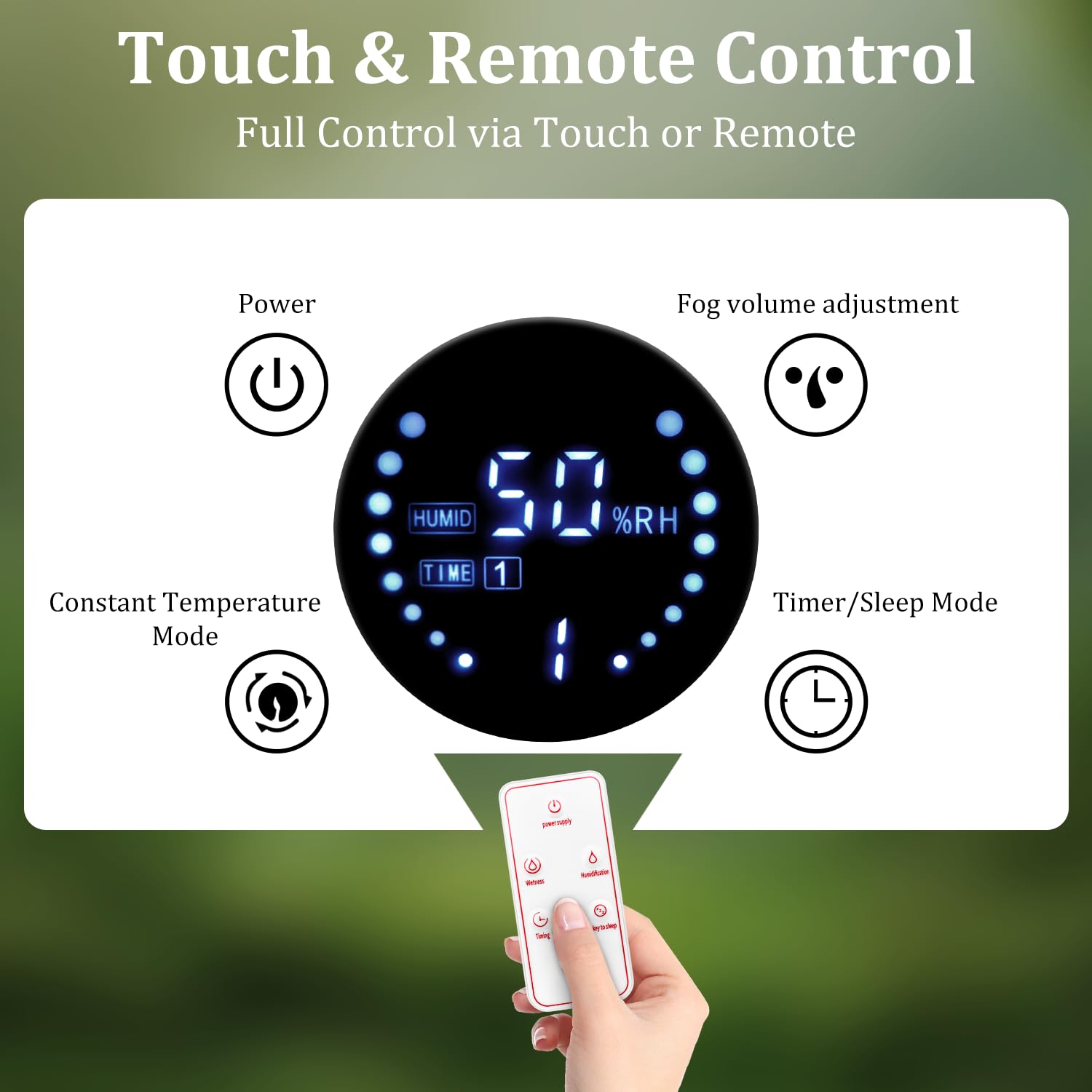 YINDUZ reptile humidifier touch and remote control for easy adjustment
