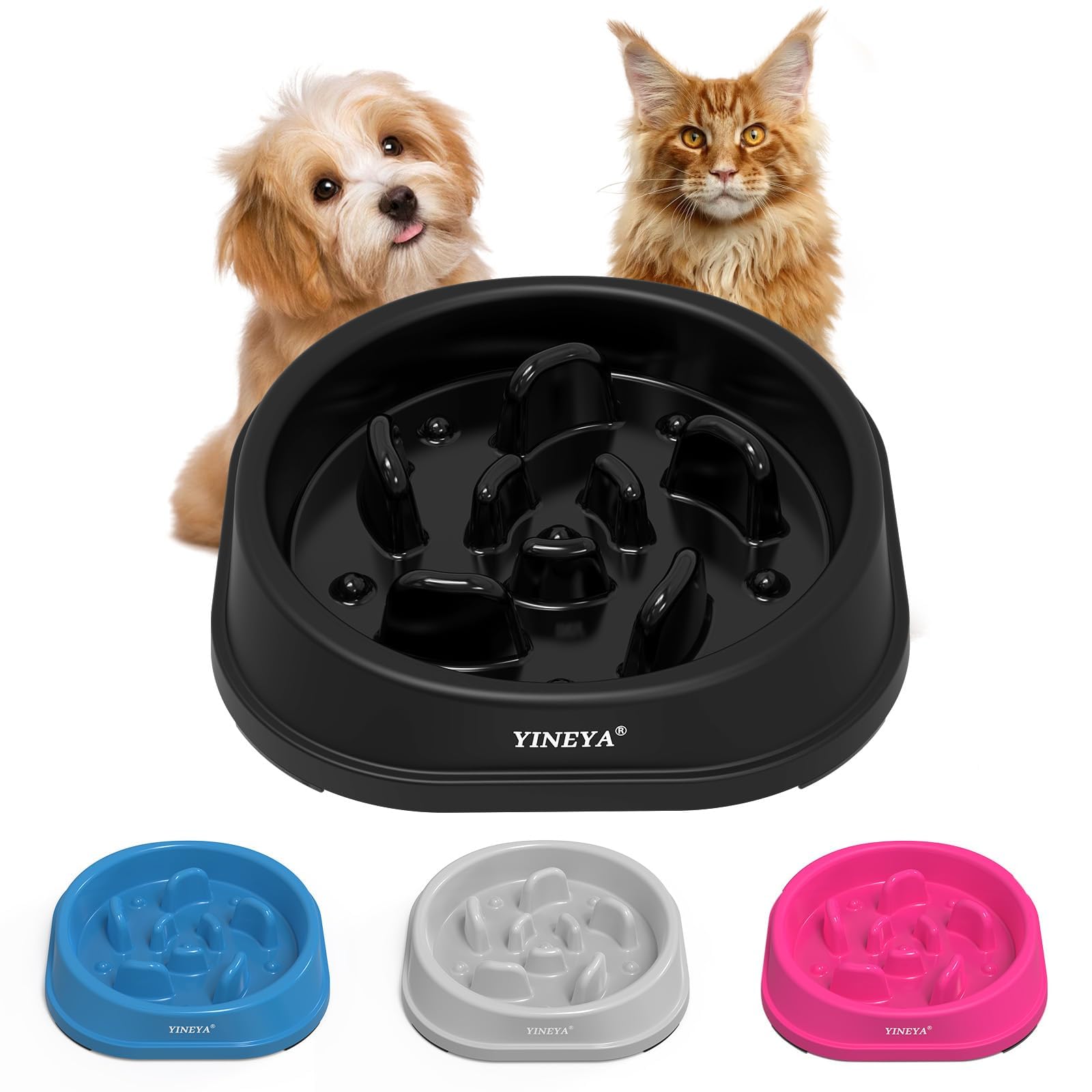 YINEYA anti-choking slow feeder dog bowl, small size, promotes controlled eating for smaller breeds.