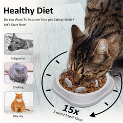 YINEYA cat slow-feeder bowl made of PP material reduces mess while encouraging mindful eating.