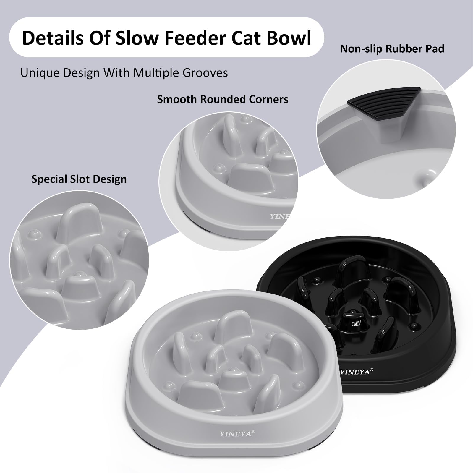 YINEYA non-slip pads keep meals stable and prevent floor damage.