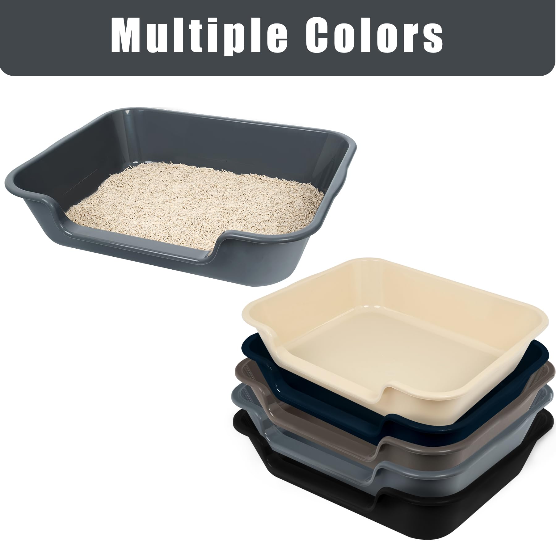 Ying Tutu easy-clean cat litter box gray exterior and interior for daily maintenance