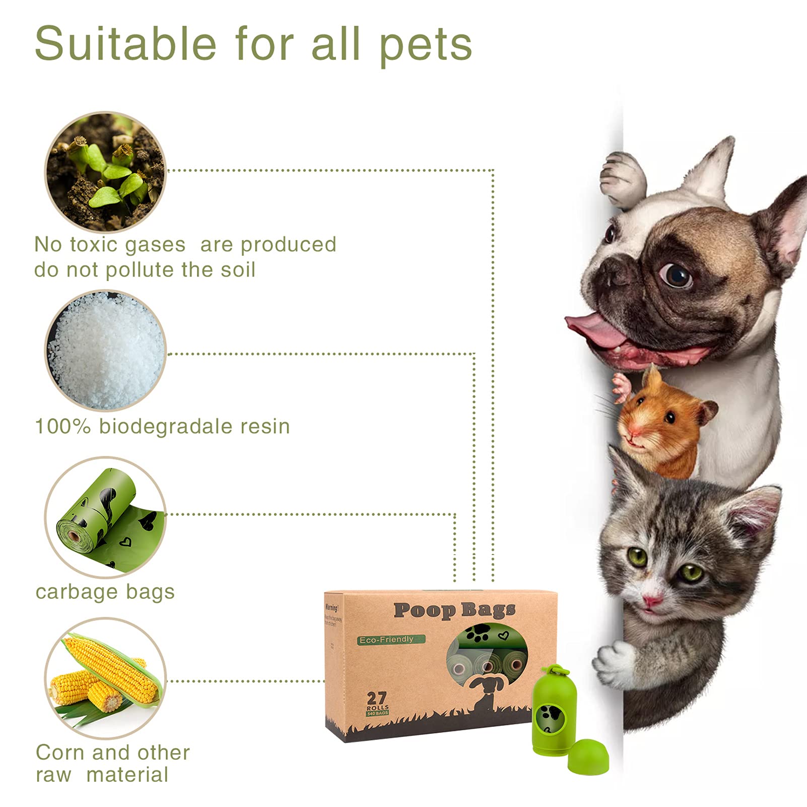 Yingdelai biodegradable poop bags highlight eco-friendly material for responsible pet cleanup.
