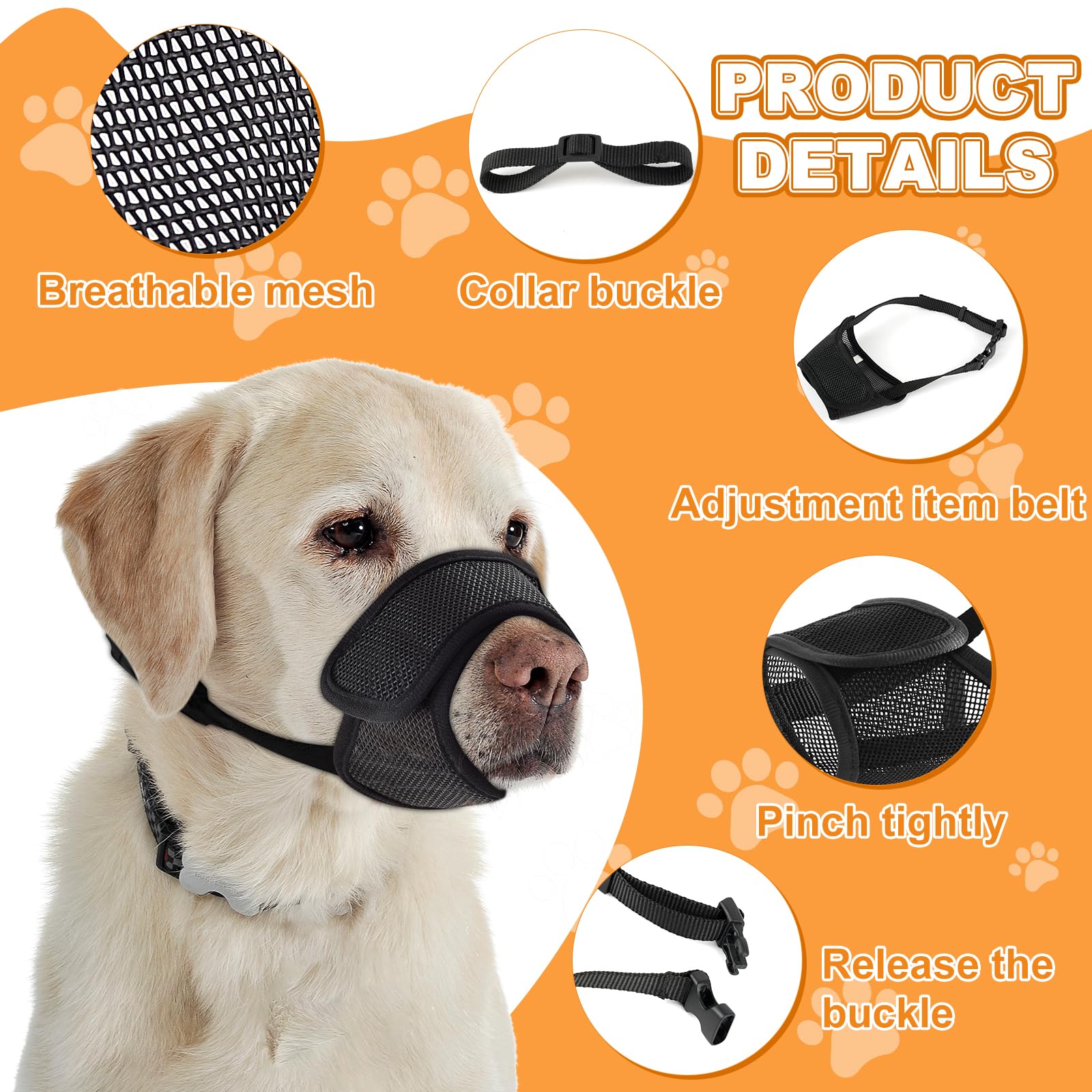 Yingphia safety bite-control muzzle helps manage chewing during walks.