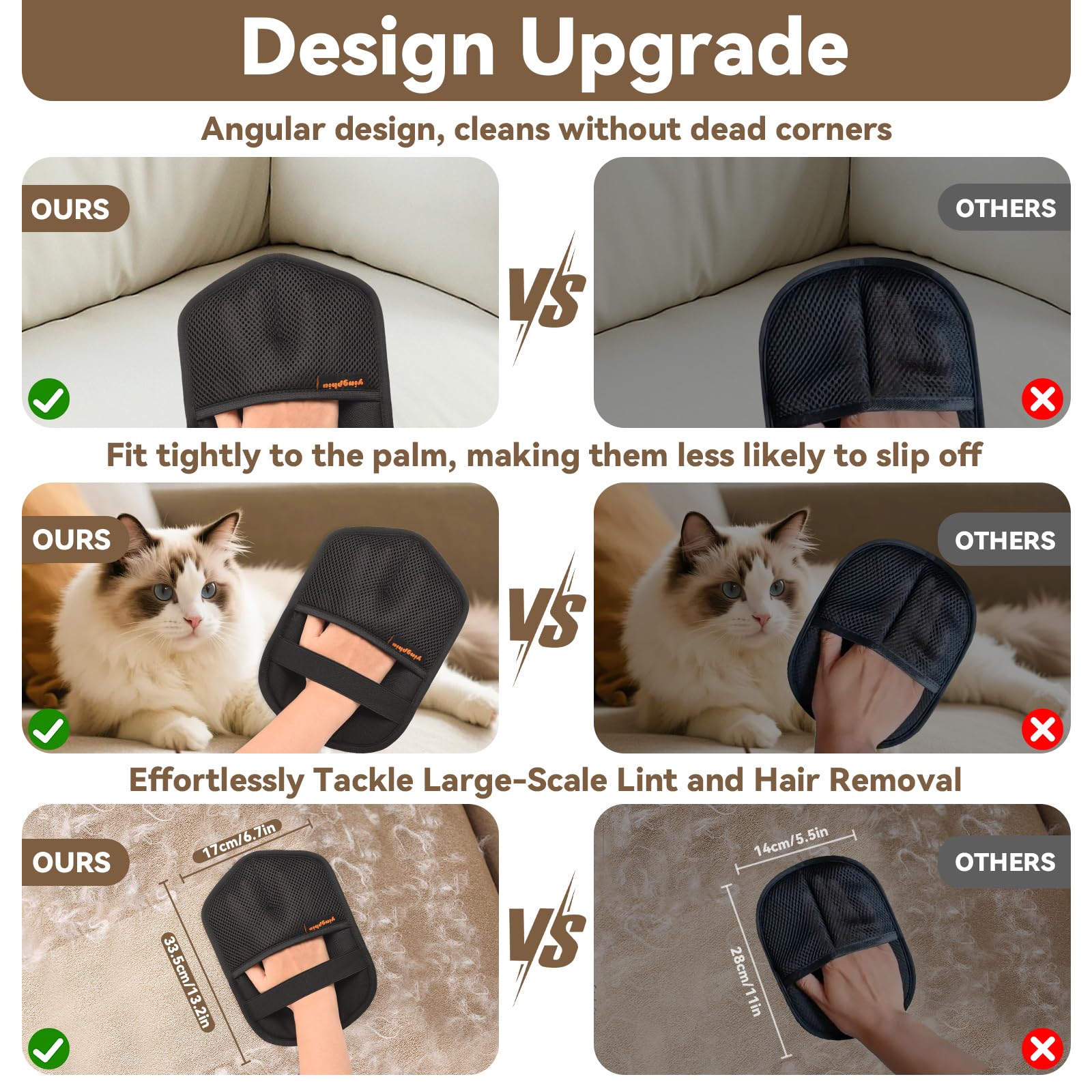 yingphia electrostatic technology glove lifts hair from upholstery and clothes