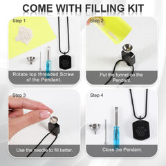 Yinkin ashes necklace worn daily for comforting pet remembrance.