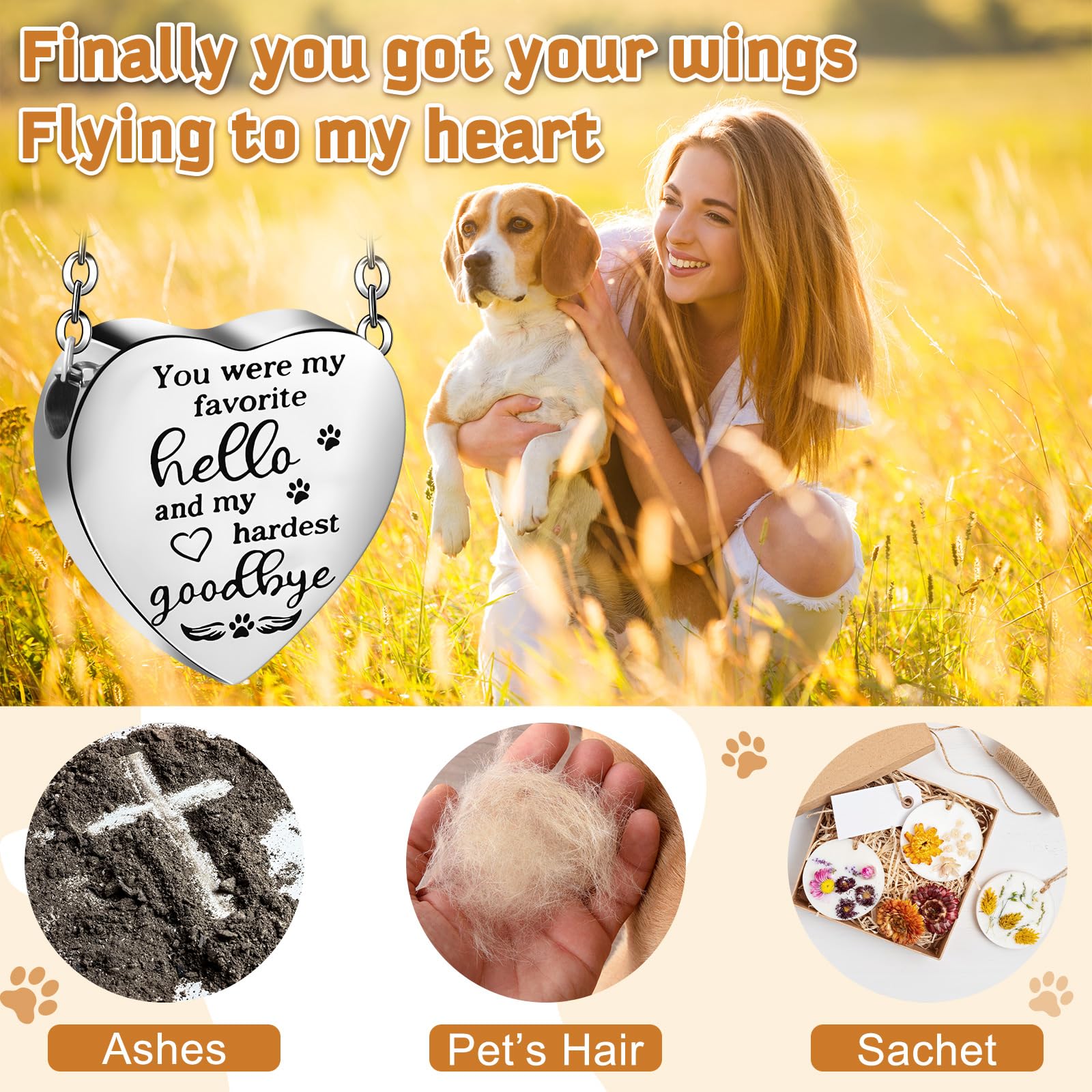 Yinkin pet urn necklace silver pendant closeup, durable stainless steel and secure seal