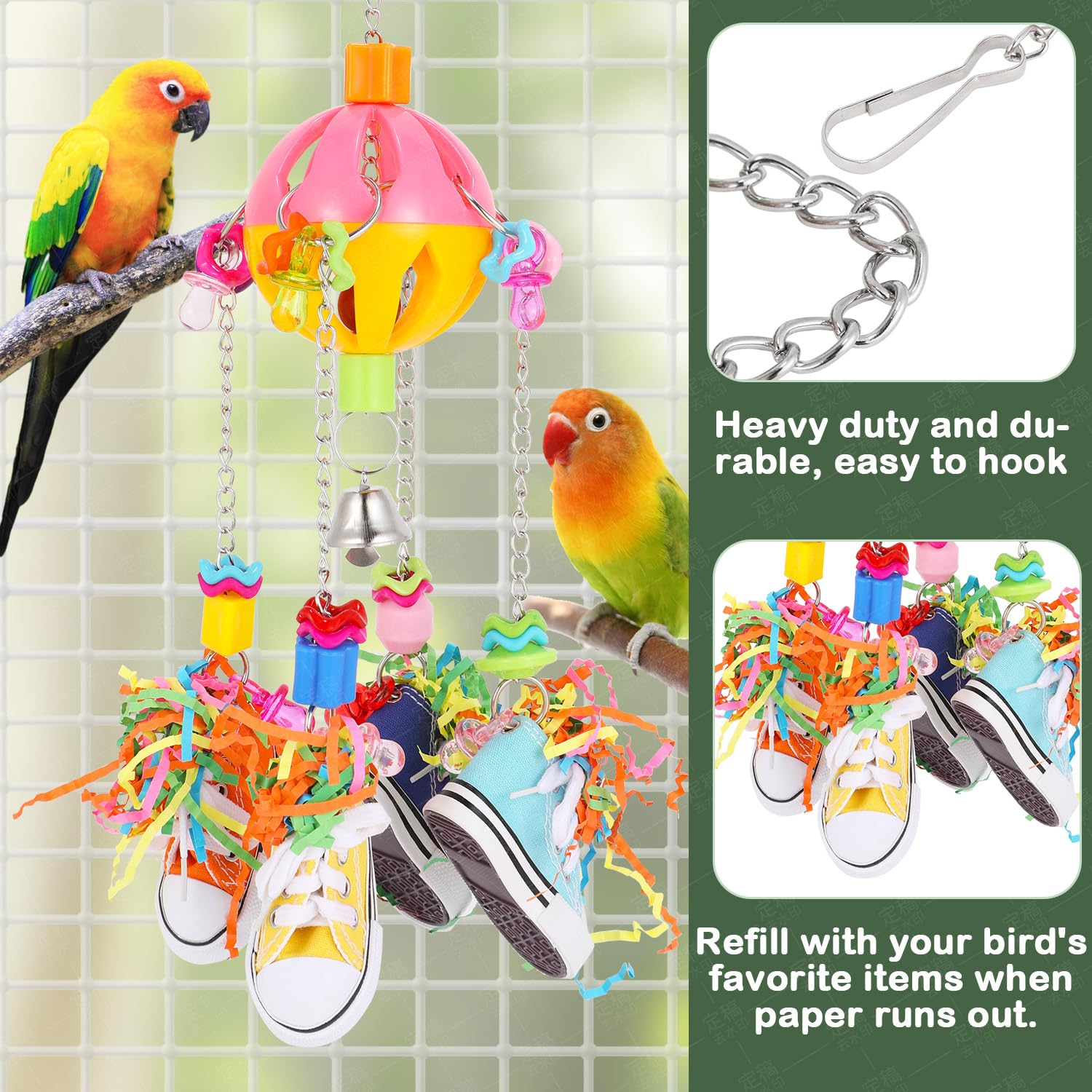YinMeiRen 16x5 inch toy designed for small to medium birds, ideal cage enrichment.