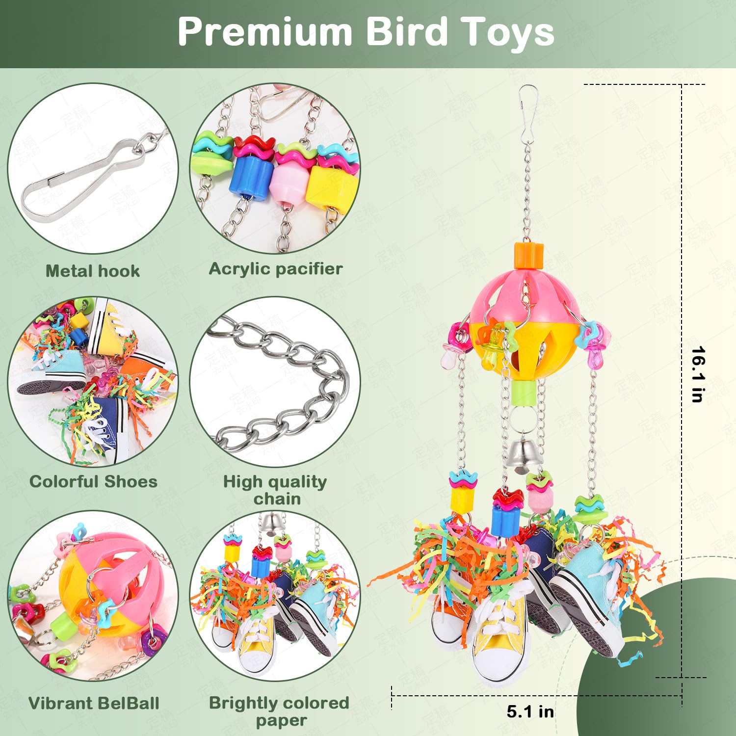 YinMeiRen bird toys bells and balls provide auditory stimulation and interactive play for conures.