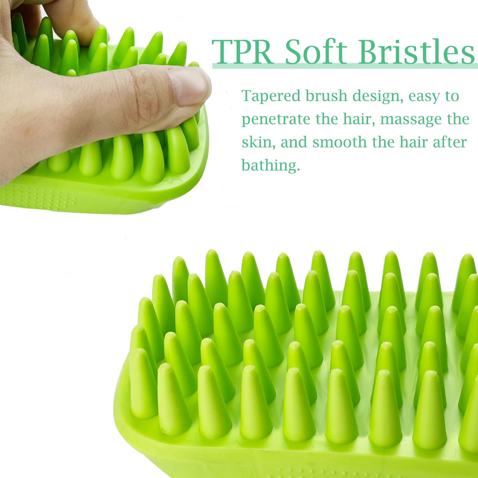 Yintoper dog bath brush with edge anti-slip design for steady control when wet.