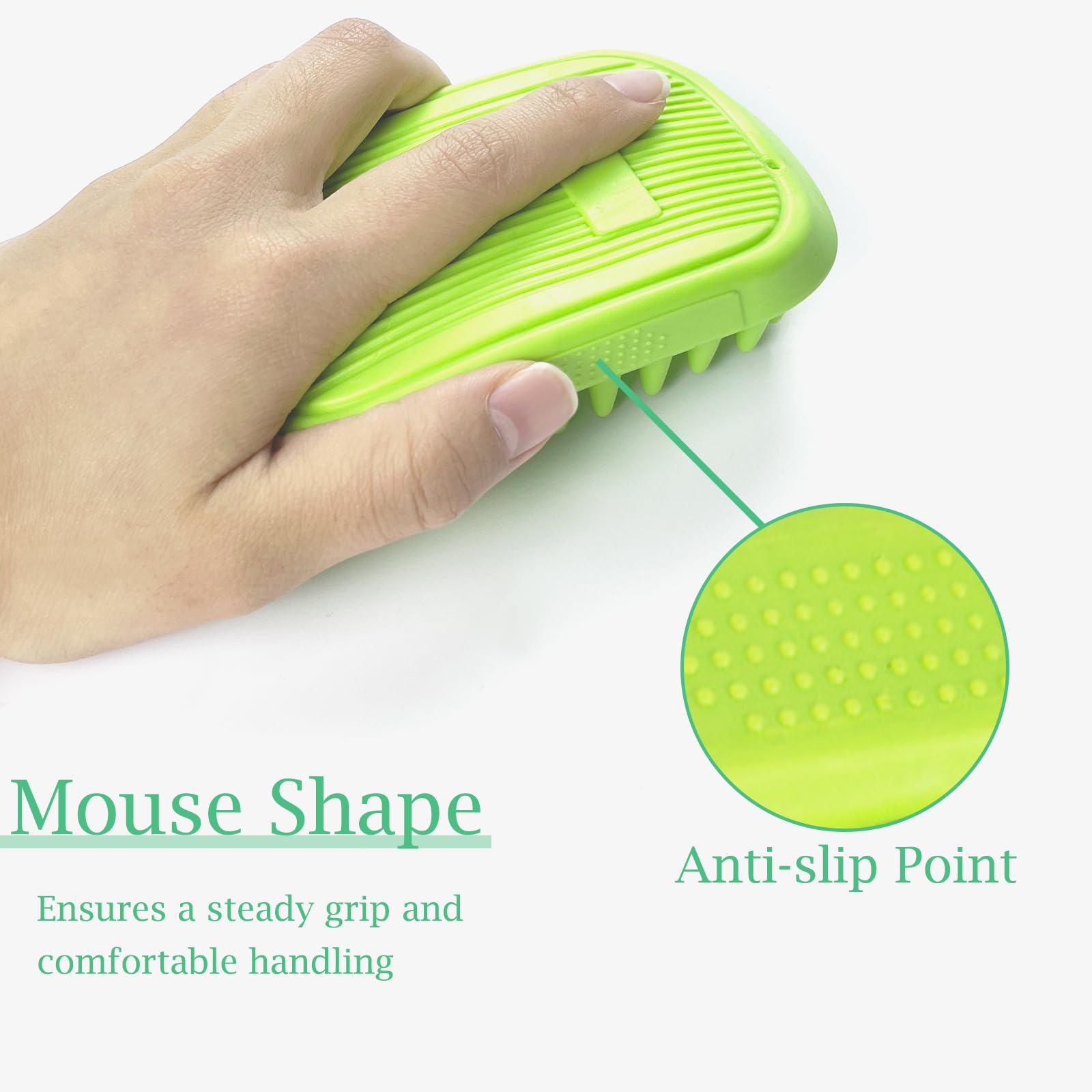 Yintoper dog bath brush rubber needles close-up reveals gentle scrubbing action lifting dirt and loose fur.