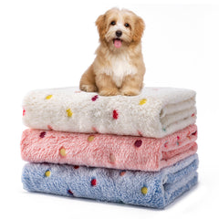 Yintrest 1pack 3 blankets dot-white-pink-blue for cozy pet lounging