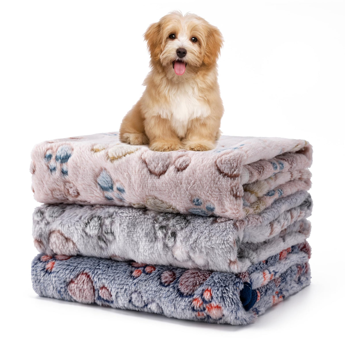 Yintrest paw-print blanket closeup highlights plush fleece comfort for pets.
