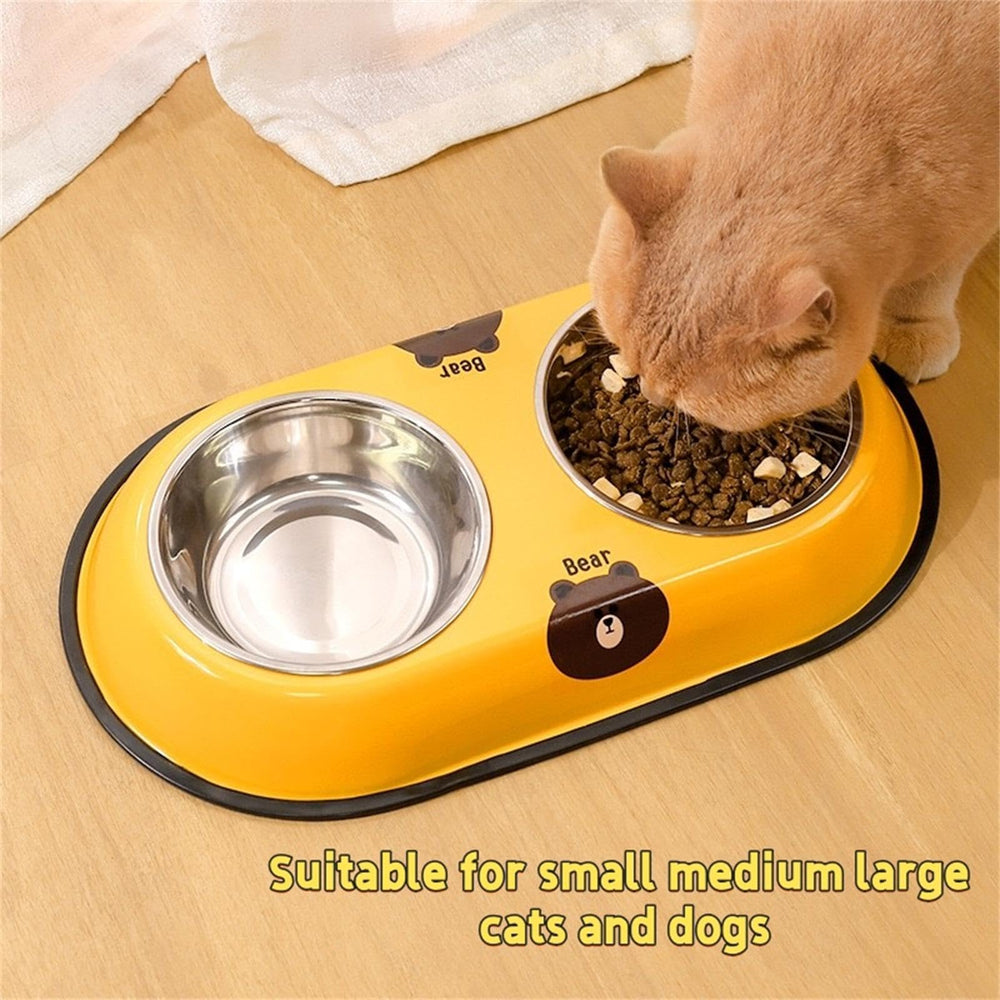 YINWANBB dual-bowl feeder suits cats and small to medium dogs.