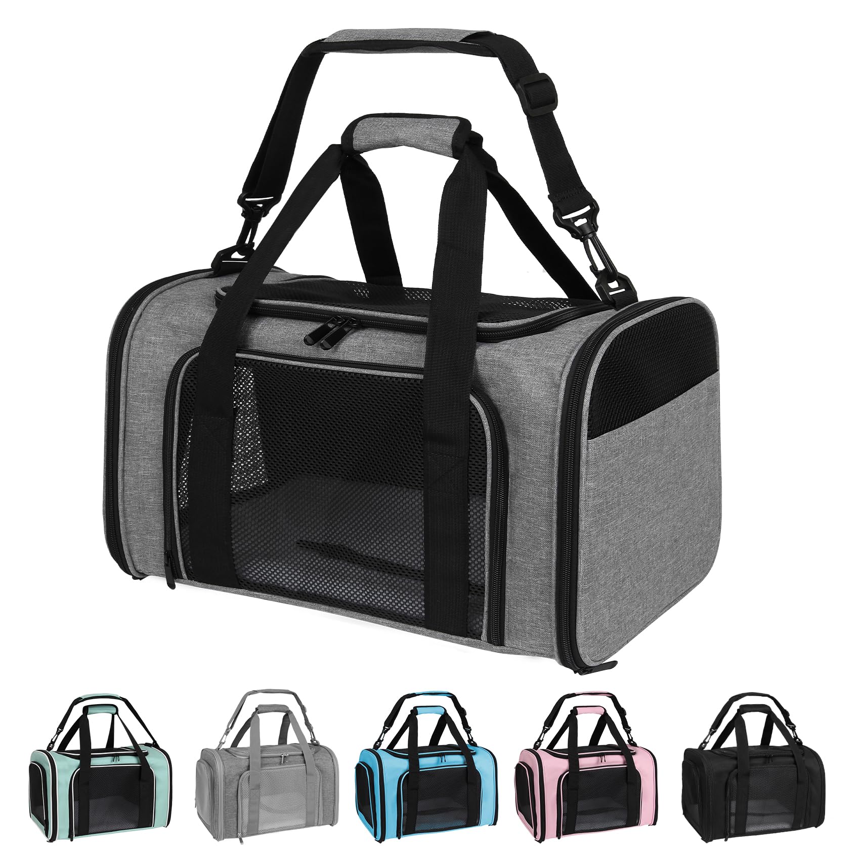 Yipincover Carrier Medium Front View shows roomy space for small pets during flights
