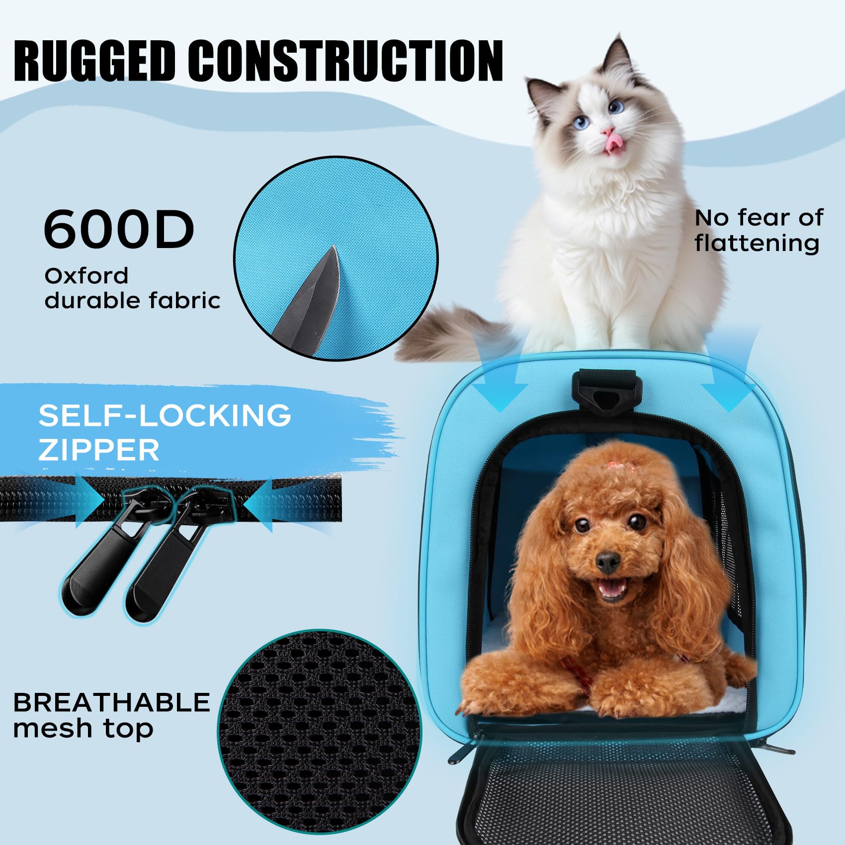 Yipincover blue interior with removable fleece bed for cozy trips