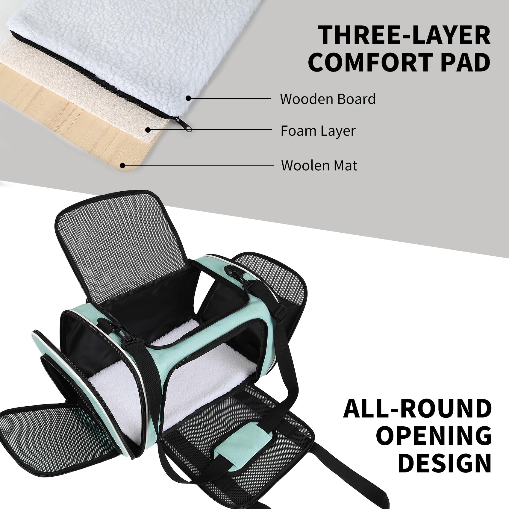 Yipincover soft-sided carrier ventilated mesh side promotes airflow during trips