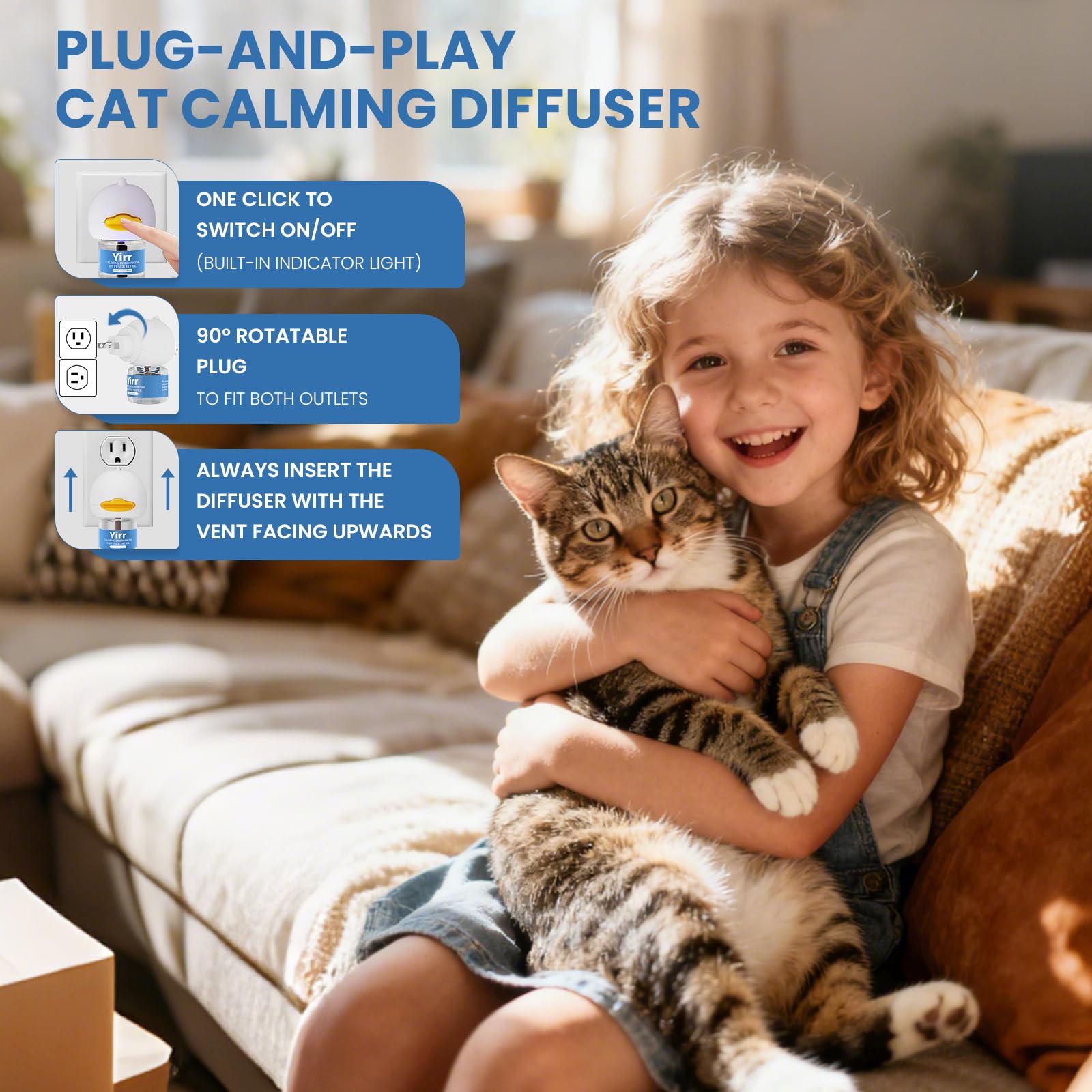 Yirr Cat Calming Diffuser creates a safe environment for cats at home.