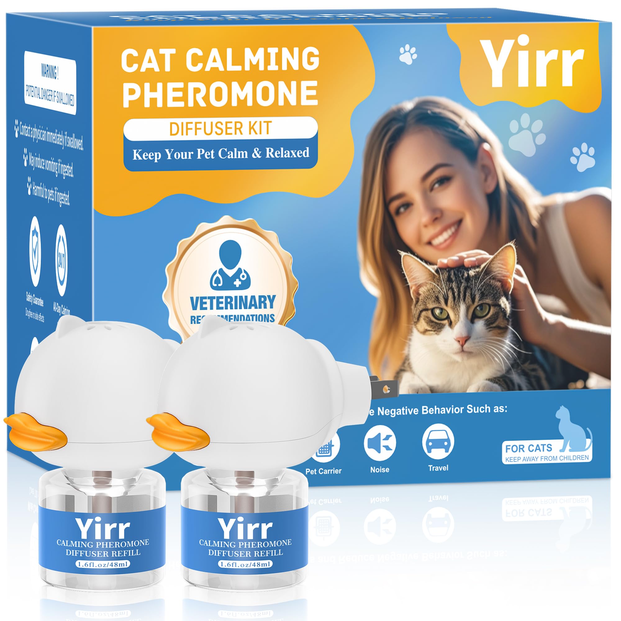 Yirr Cat Calming Diffuser setup ready to plug in for a calmer room.