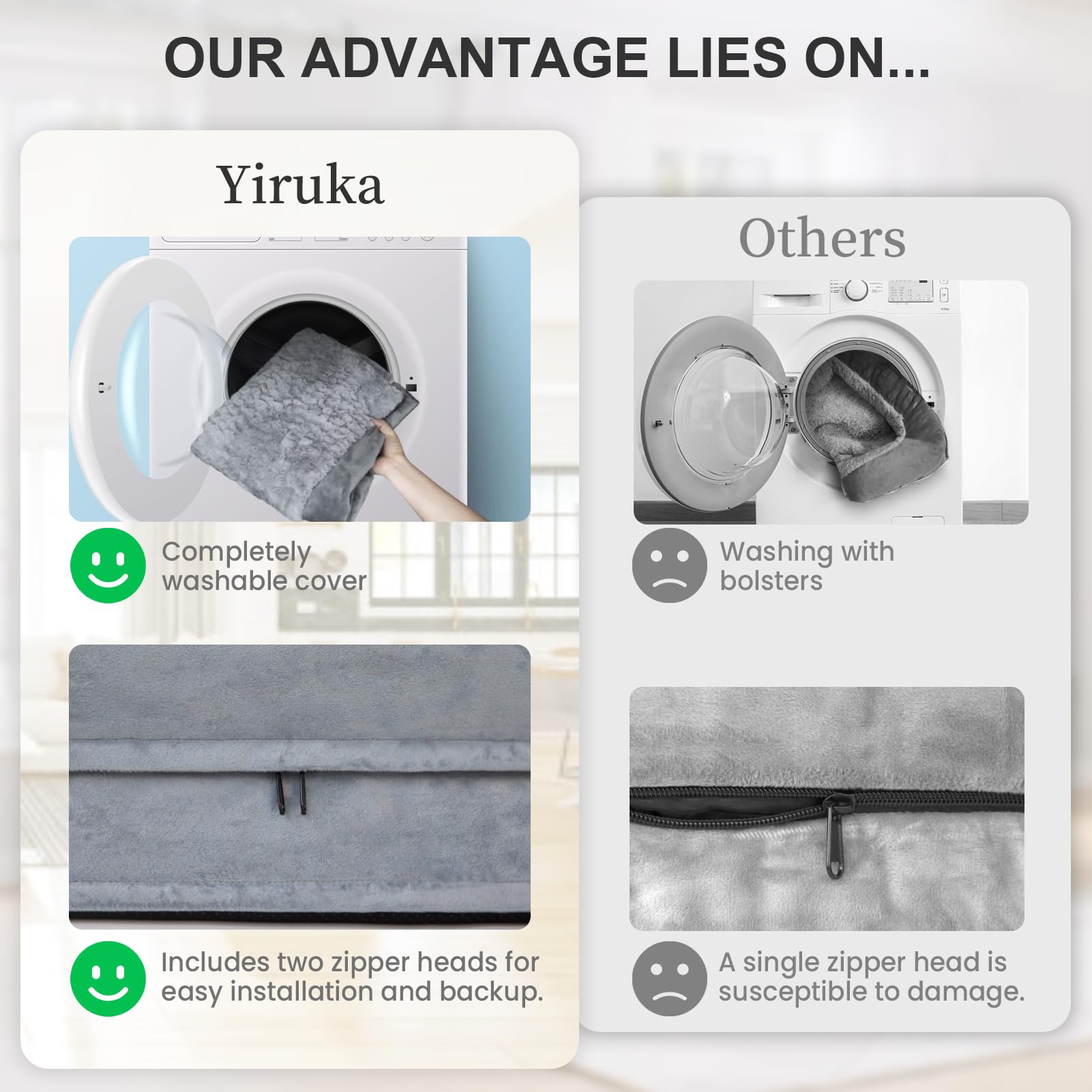 Yiruka XL bed in grey blends with home decor while offering support