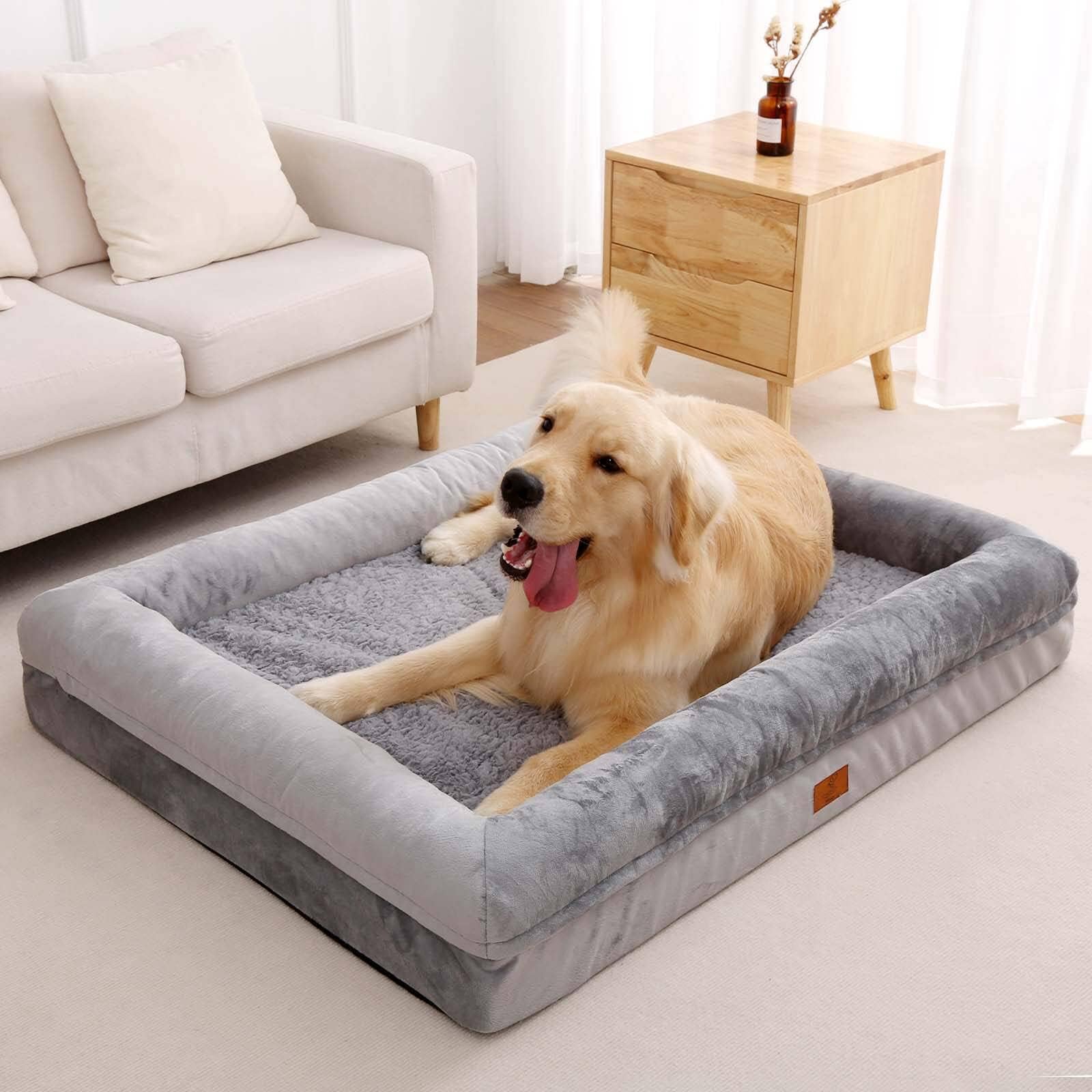 Yiruka memory foam bolster contours for extra-large dogs