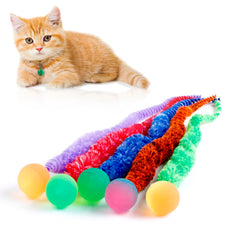 YISHANGFA mixed bouncy balls for cats in a bright indoor play setup for active engagement