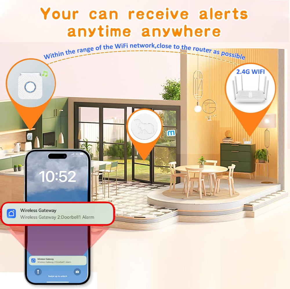 YisTech WiFi Dog Door Bell indoor-outdoor use for year-round potty training.