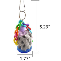 Yitaocity calcium chew-treat on cage hook ready for chewing and exploration.