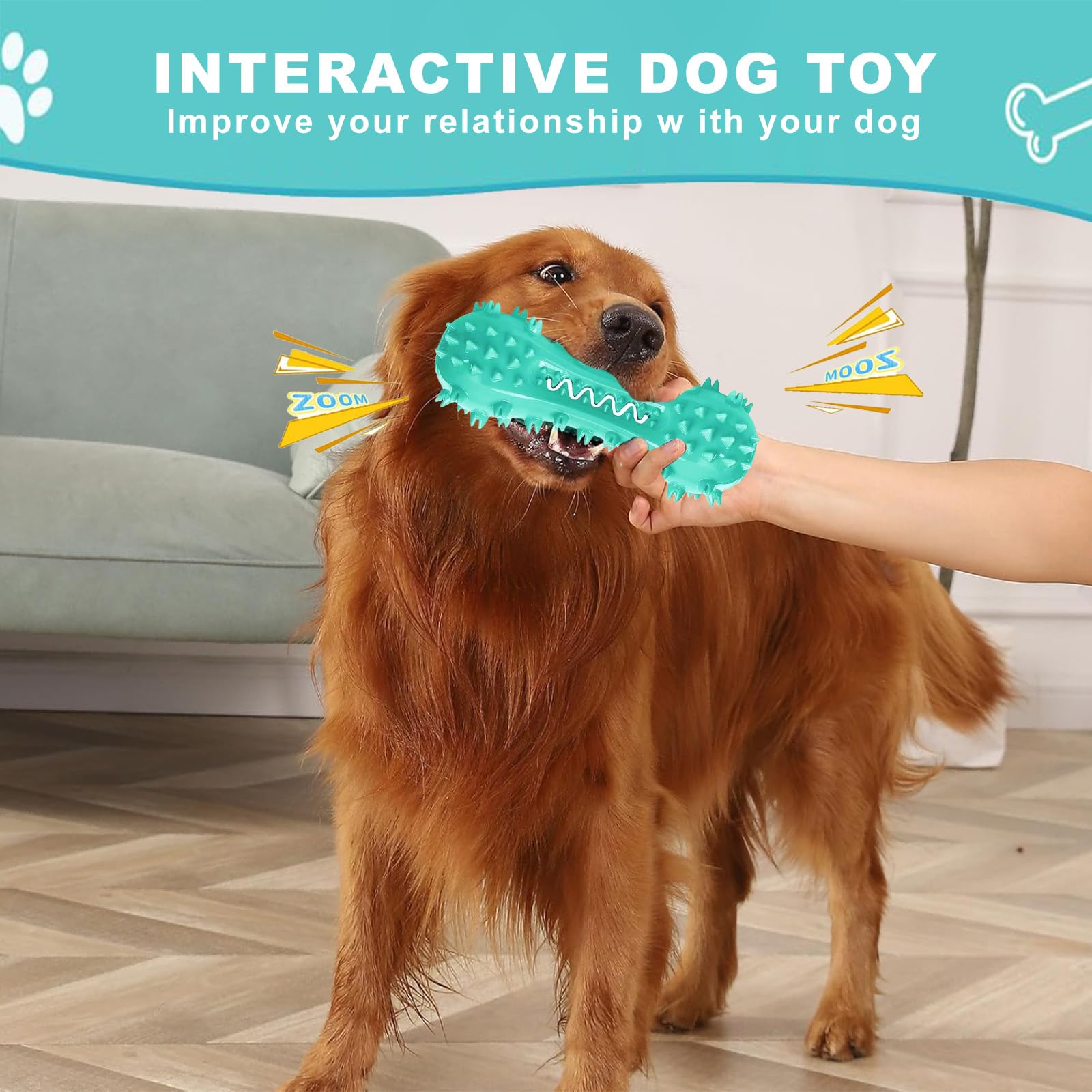 Yivgeoi floating-blue-chew-toy stays visible during water play.