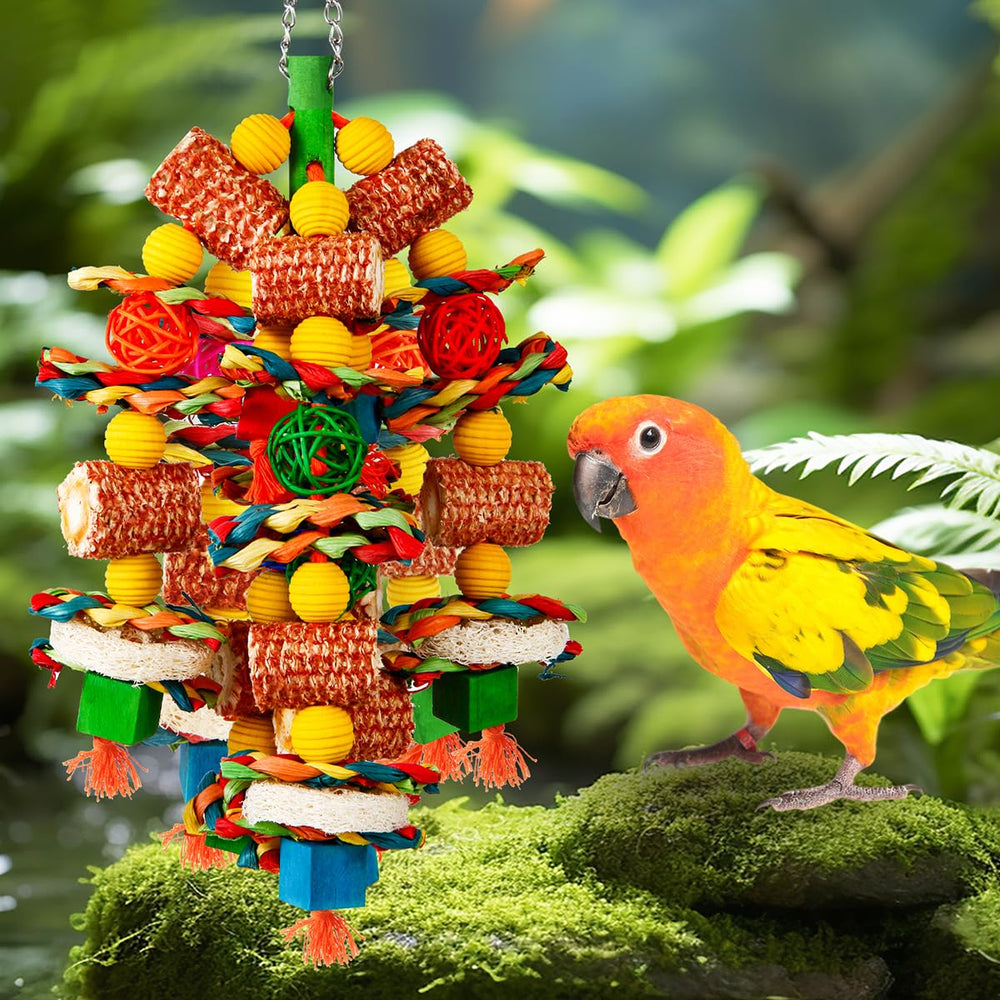 YIXUND bird toy with rattan balls and wood beads for active play