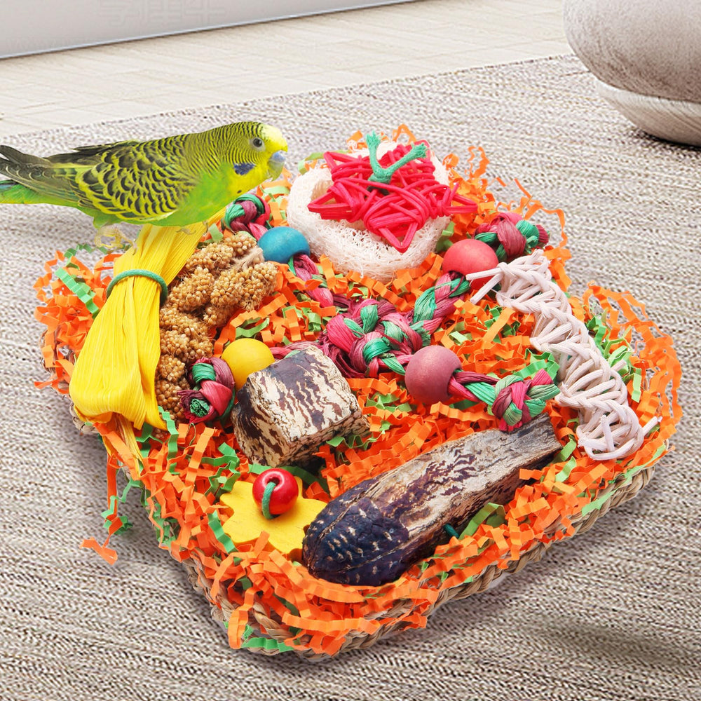 YIXUND bird toy with rattan stars for shredding and climbing