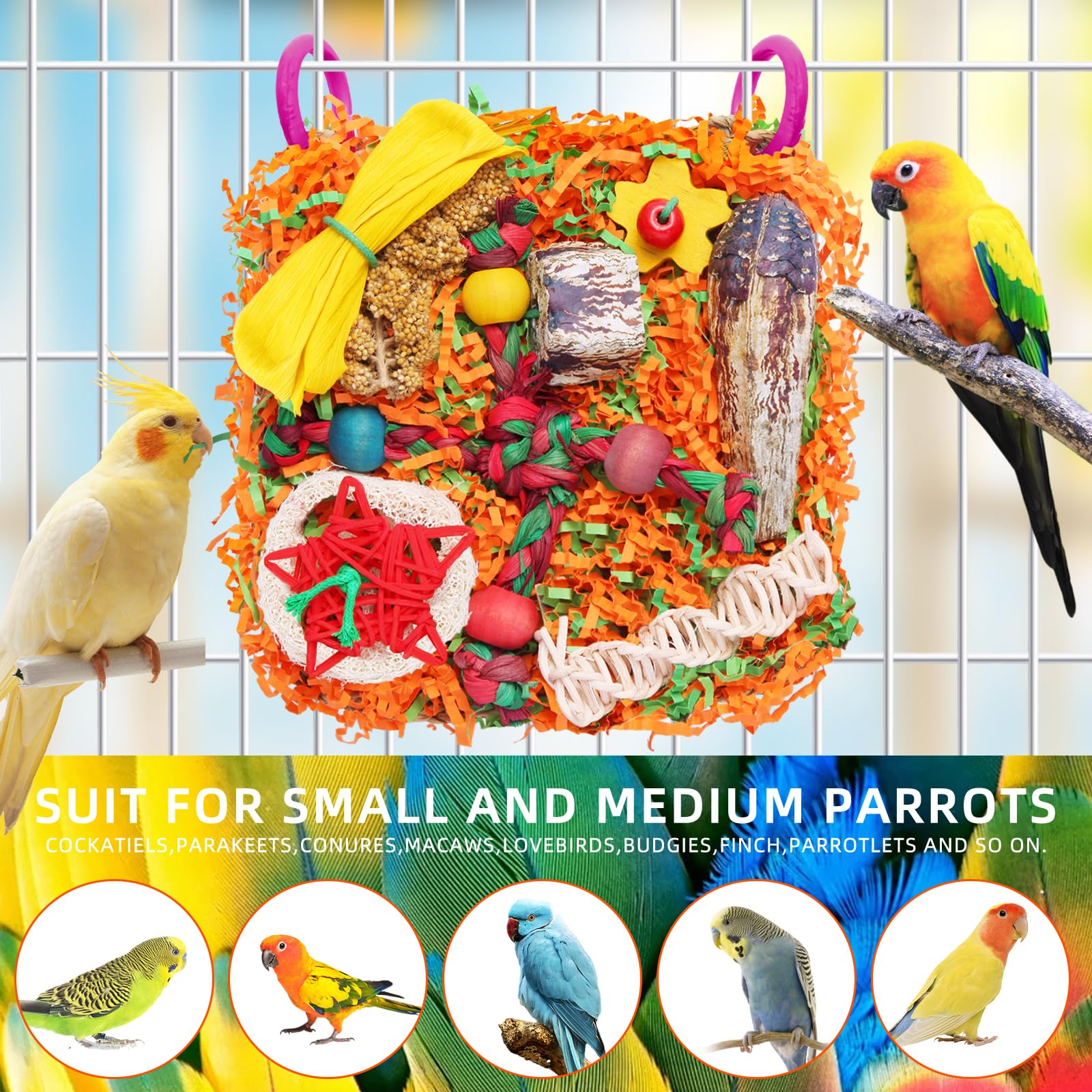 YIXUND bird toy with starfruit accents stimulating foraging