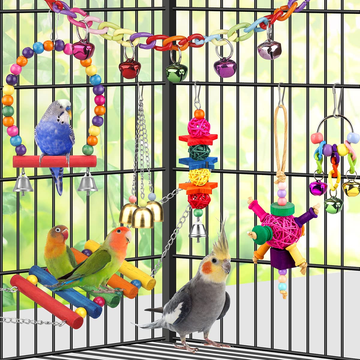YIXUND twig-ball-chew-toy: durable chew and shredding fun for small birds.