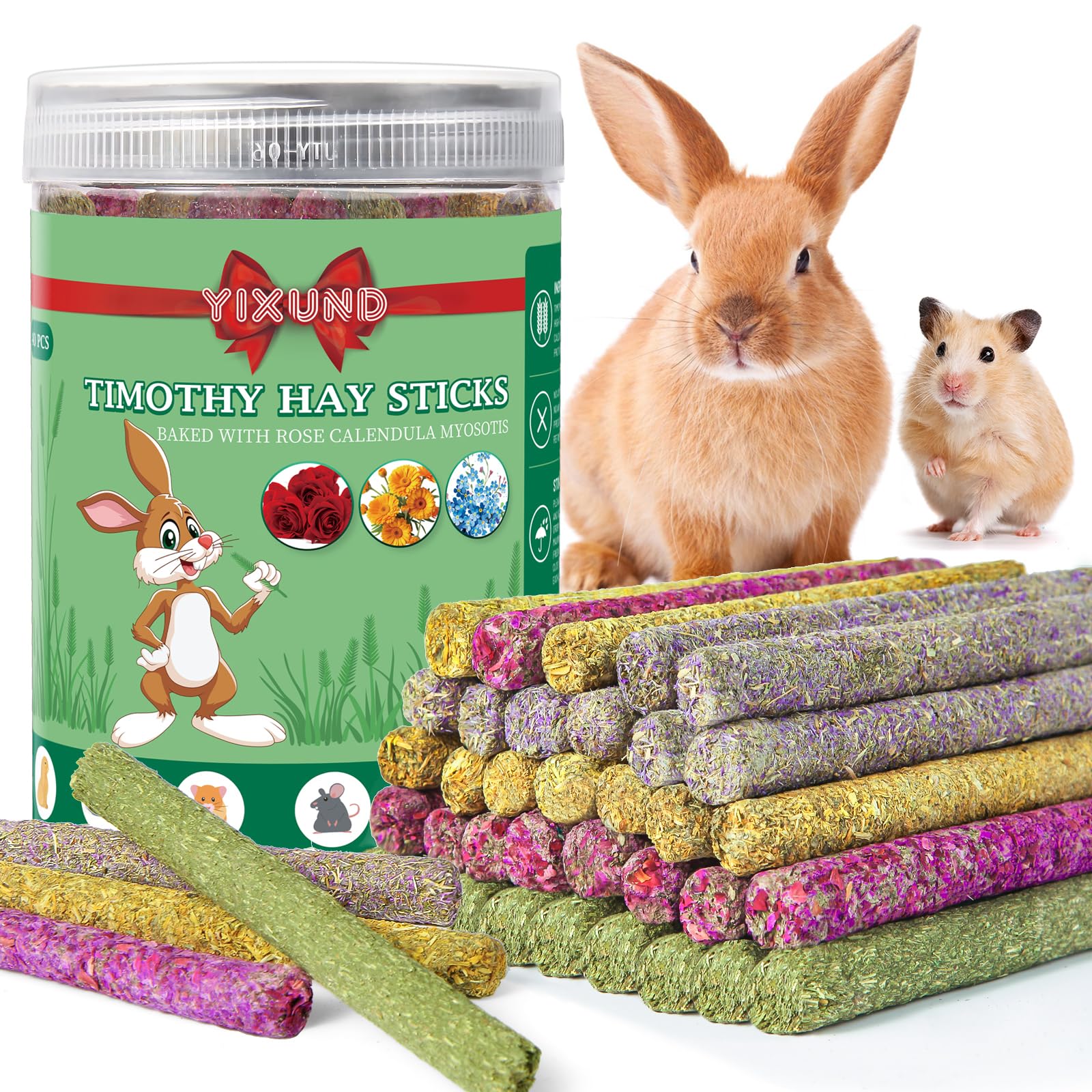 YIXUND lavender chew sticks pack provides flavorful enrichment and dental wear for rabbits and small pets