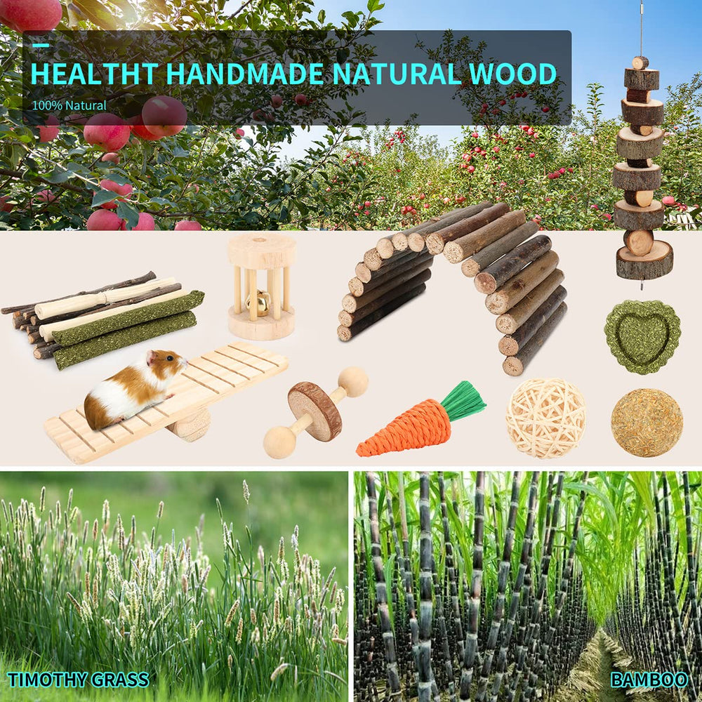 YIXUND hamster cage apple-wood-molar-string supports natural tooth wear during play.