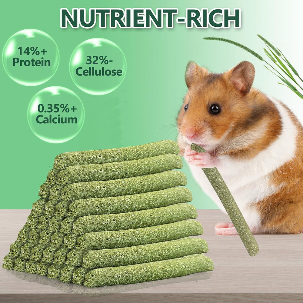YIXUND Timothy Hay Sticks rabbits-eating moment – satisfying chewy texture for small mammals.