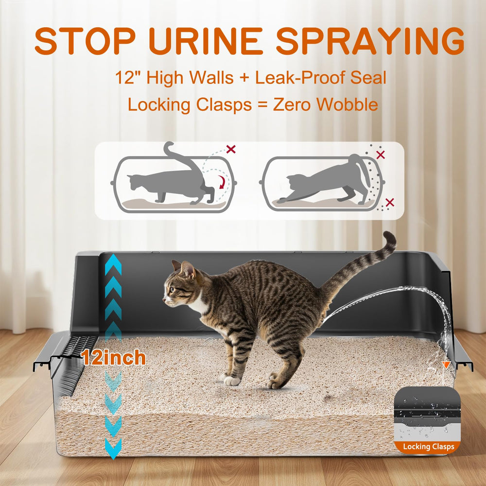 YIZFERN side view reveals tall 12-inch height to reduce scatter