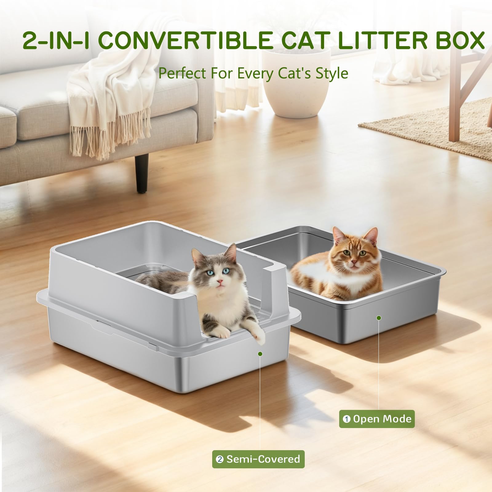 YIZFERN litter box with filtering pedal reduces tracked litter.