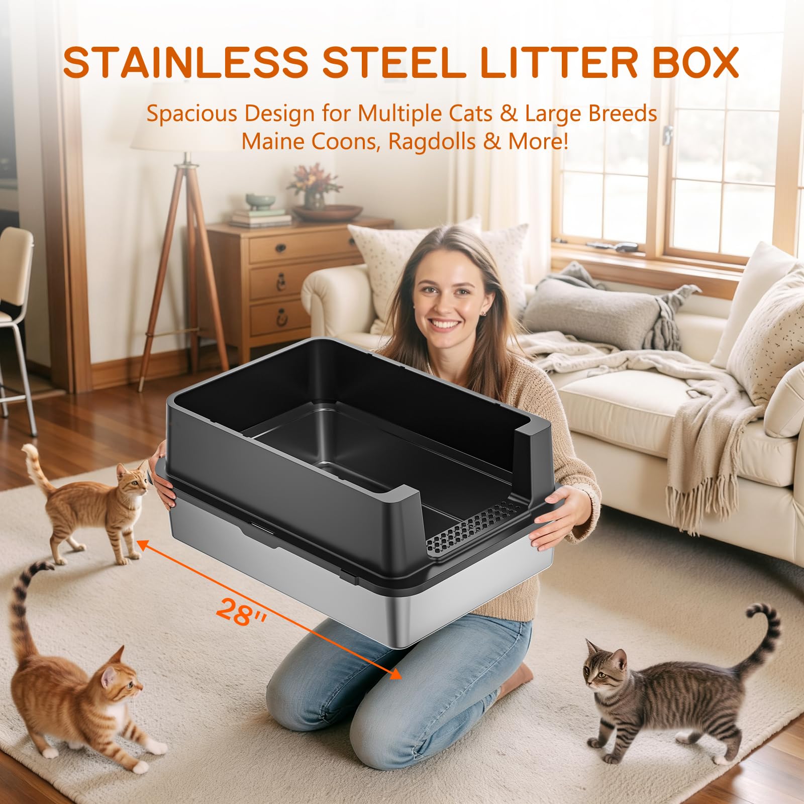 YIZFERN heavy-duty metal scoop included for quick litter maintenance