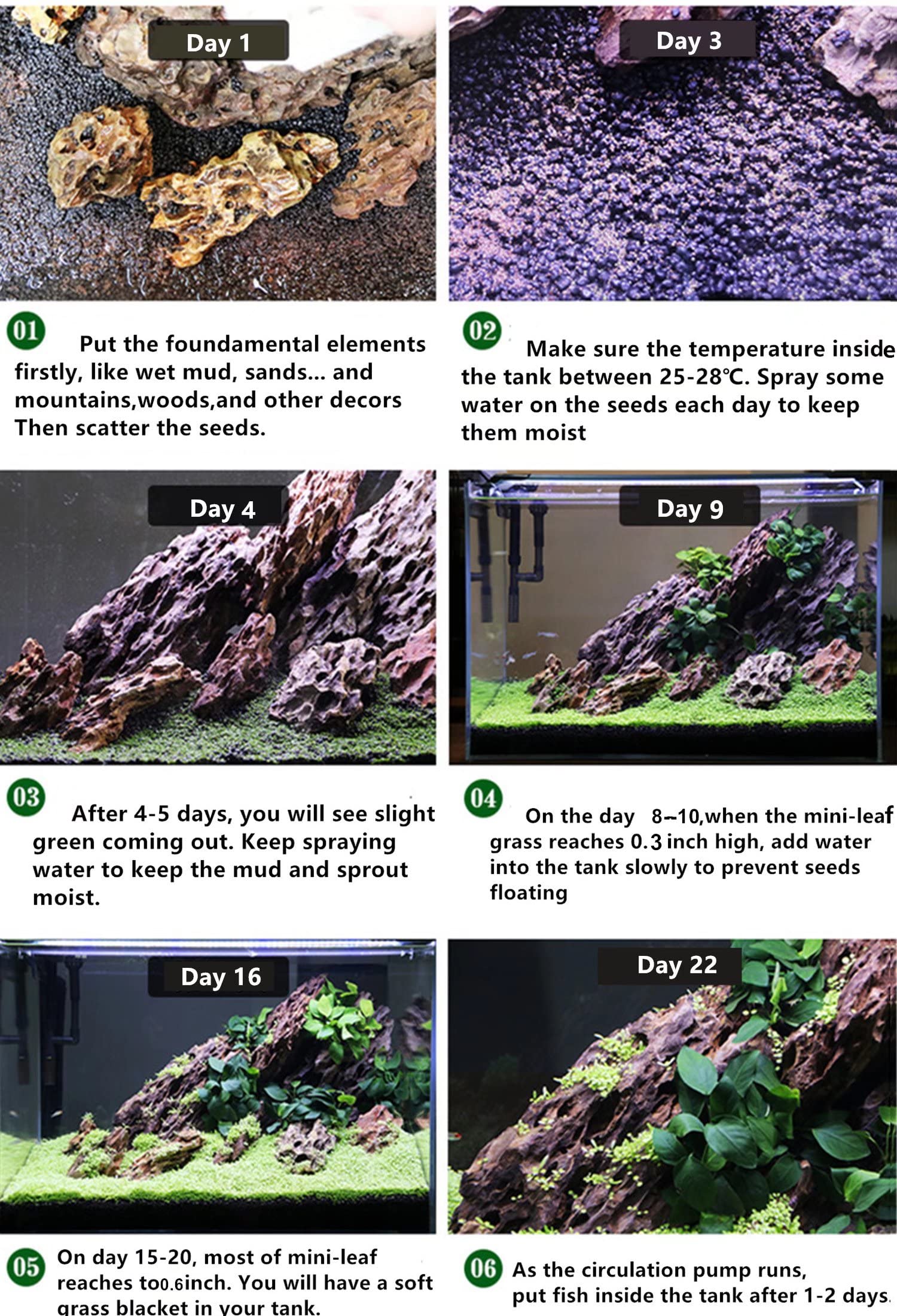 YIZIMONA water-carpet diy idea showcases soft green carpet for tank aesthetics