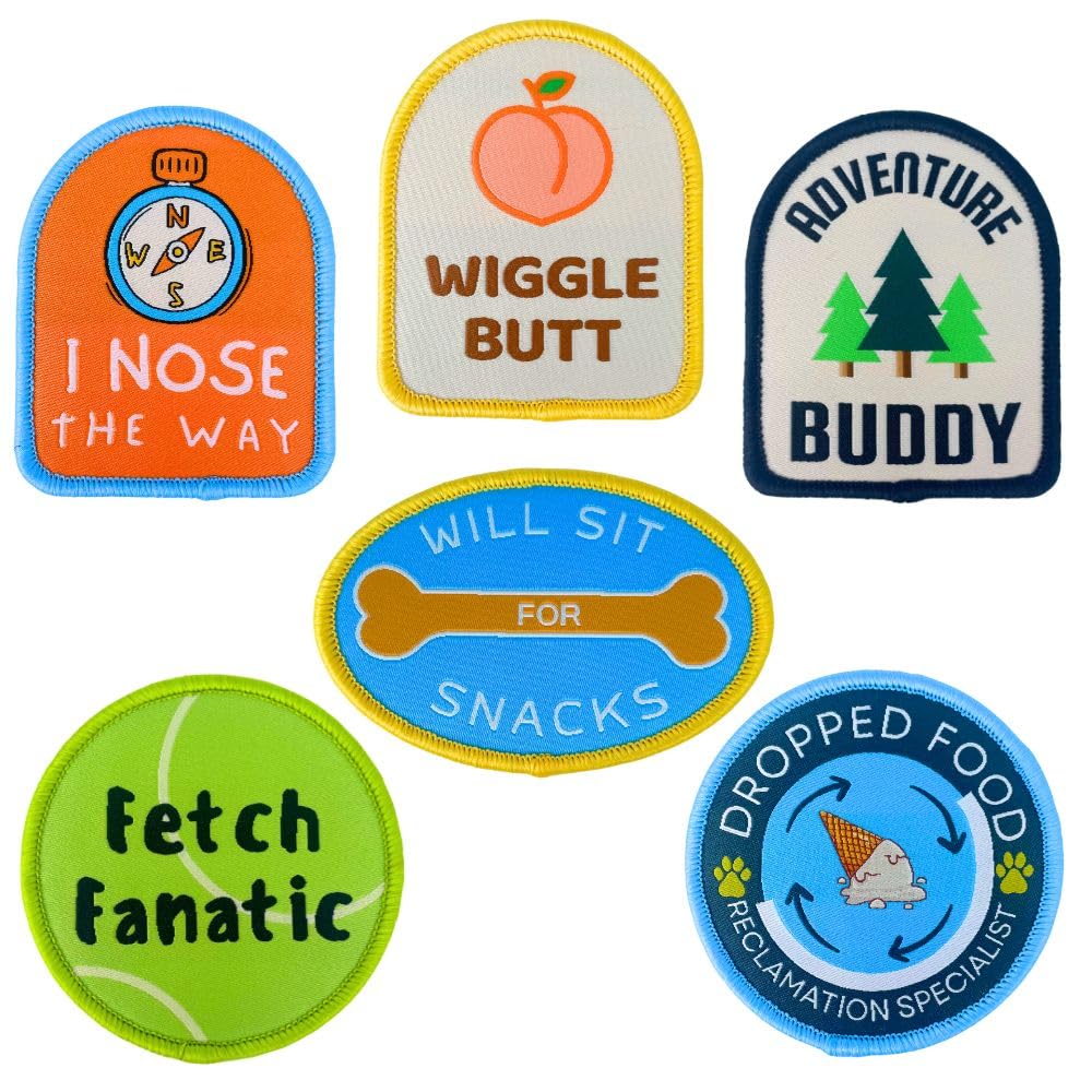 YJ PREMIUMS 6pc dog patches pack for jackets and bags to personalize style.